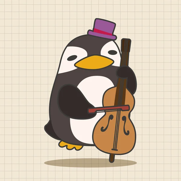 Animal pingüino jugando instrumento de dibujos animados tema elementos icono elemento — Archivo Imágenes Vectoriales