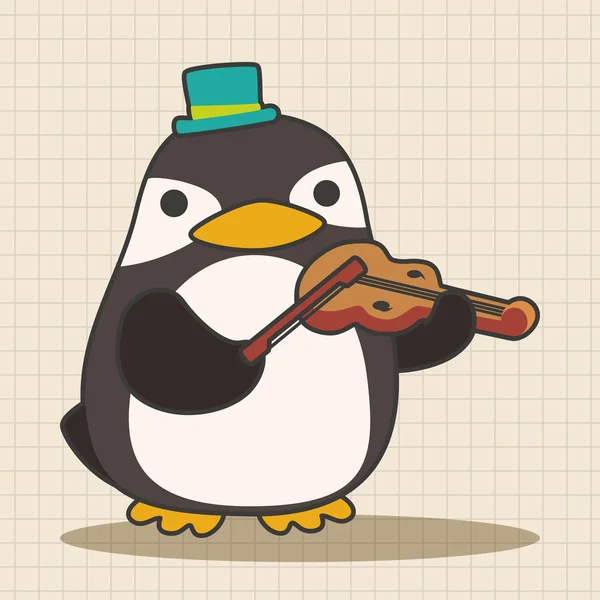 Animal pingüino jugando instrumento de dibujos animados tema elementos icono elemento — Vector de stock
