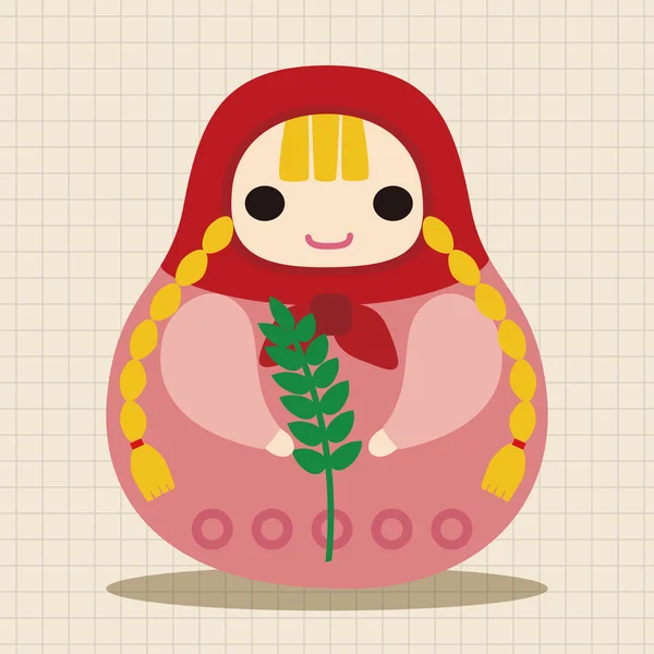 Matryoshka, Russian traditional wooden doll, vector pattern, el icon element — стоковый вектор