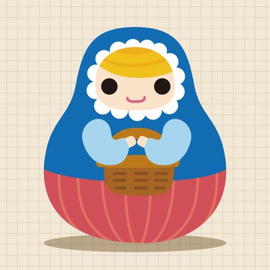 Matryoshka, Rus geleneksel ahşap oyuncak, vektör desen, el simgesi öğesi