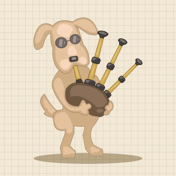 Ζώων σκύλος παίζει όργανο γελοιογραφία θέμα στοιχεία εικονίδιο στοιχείο — Διανυσματικό Αρχείο