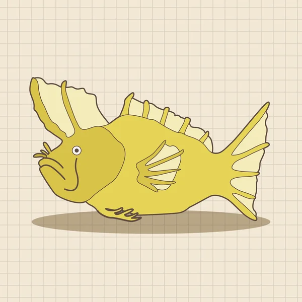 Peces animales de mar elementos de dibujos animados elemento icono — Vector de stock