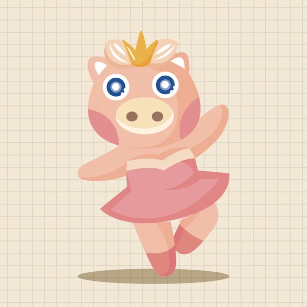 Animal porco dança cartoon tema elementos ícone elemento —  Vetores de Stock