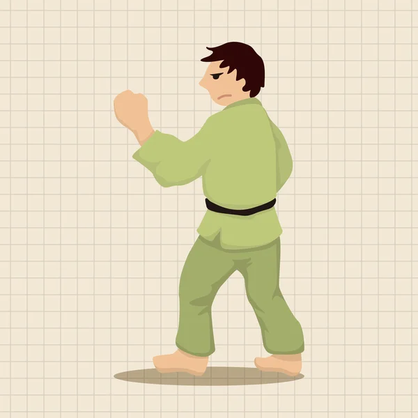 Male Ninja Practicing High Jump Martial Arts, Doodle Icon Image