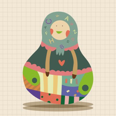 Matryoshka, Rus geleneksel ahşap oyuncak, vektör desen, el simgesi öğesi