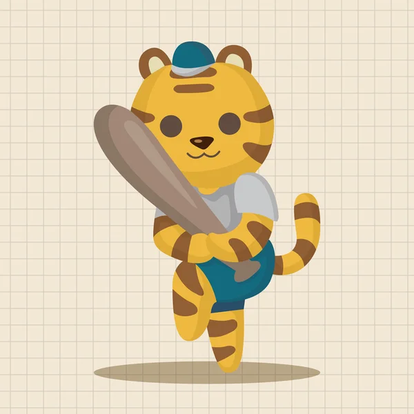 Tigre animal haciendo deportes elementos de dibujos animados elemento icono — Vector de stock