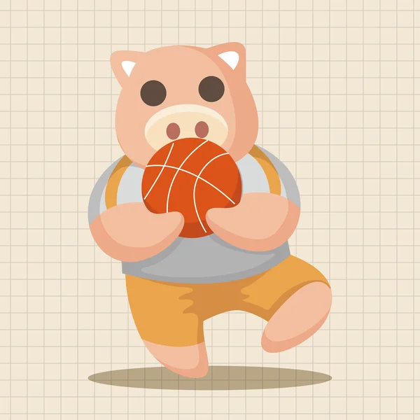 Cochon animal faisant des éléments de thème de dessin animé sportif élément icône — Image vectorielle
