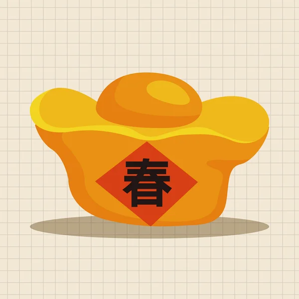 Čínský Nový rok téma prvky, zlato ingotu znamená "přání dobrého lu ikonu prvku — Stockový vektor