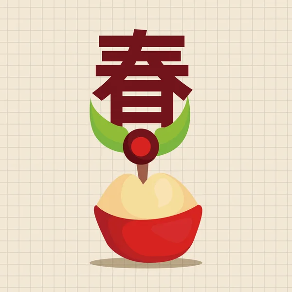 Chinesische Neujahrselemente, chinesischer gedämpfter Biskuitkuchen mea icon element — Stockvektor