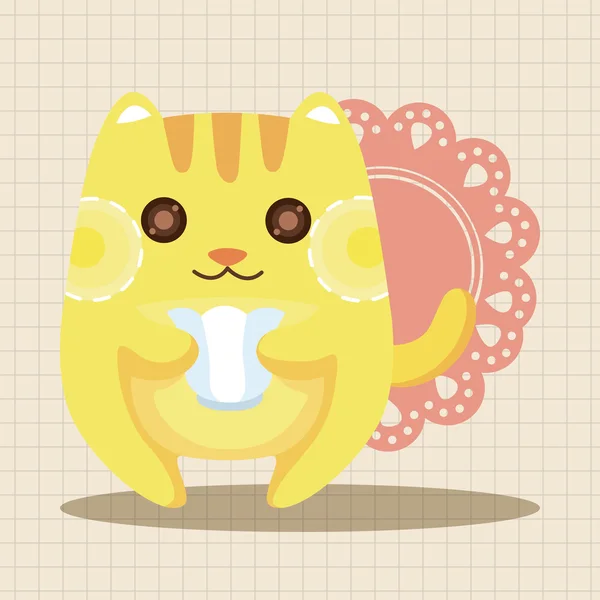 Животный кот, имеющий элементы иконка тему чая после обеда — стоковый вектор