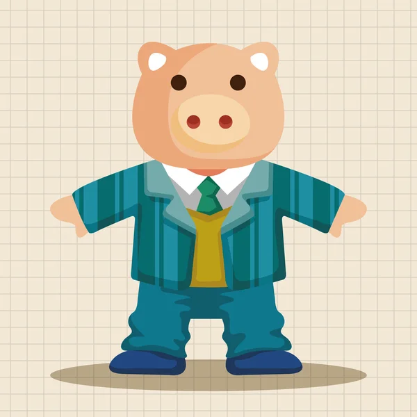 Animal pig worker cartoon theme elements icon element — Stock Vector