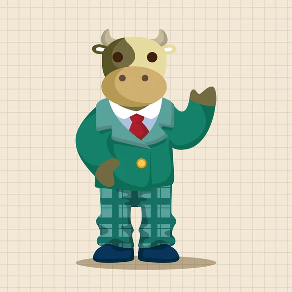 Animal cow worker cartoon theme elements icon element — Stock Vector