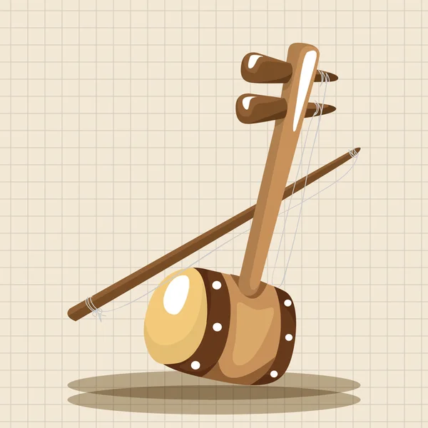 Instrument erhu éléments de thème de dessin animé élément icône — Image vectorielle