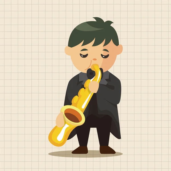 Personagem músico trompetista tema elemento ícone — Vetor de Stock