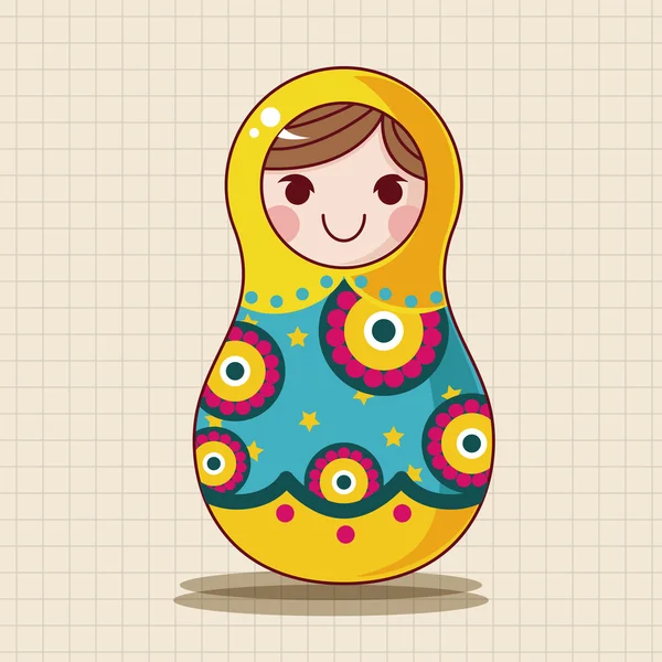 Matryoshka , Russian traditional wooden doll, vector pattern, el icon element — Stock Vector