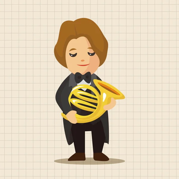 Personagem músico francês trompetista tema elemento ícone — Vetor de Stock