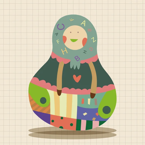 Matryoshka, Russische traditionele houten pop, vector patroon, el pictogram onderdeel — Stockvector