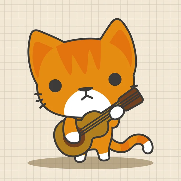 Tier Katze spielt Instrument Cartoon Thema Elemente Symbol-Element — Stockvektor