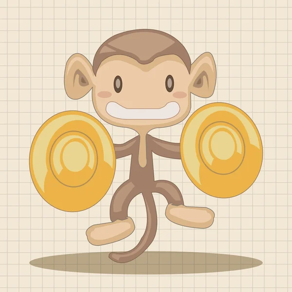 Animal monkey playing instrument cartoon theme elements icon element — Stock Vector