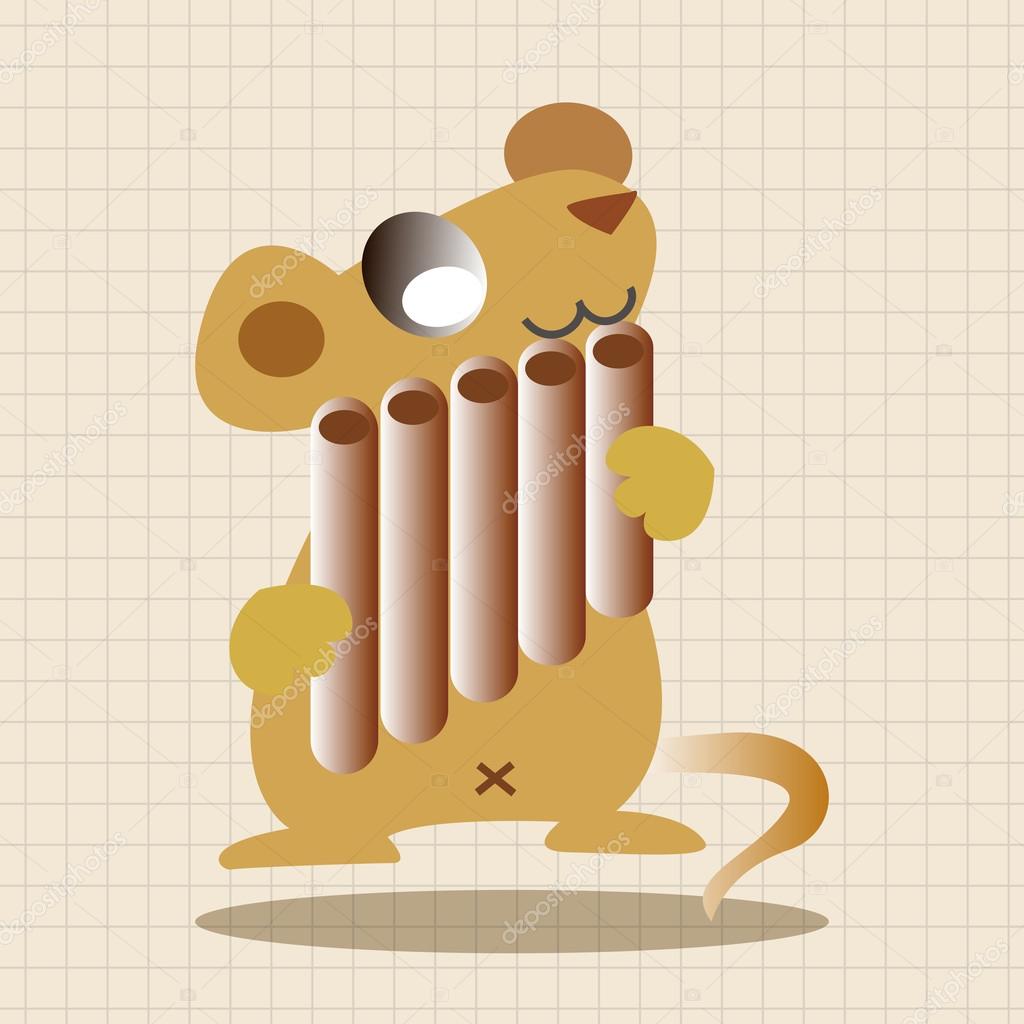 楽器漫画テーマ要素アイコン要素を再生動物のマウス ストックベクター C Mocoo03