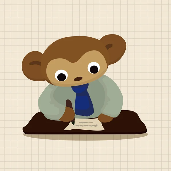 Animal mono trabajador dibujos animados tema elementos icono elemento — Vector de stock