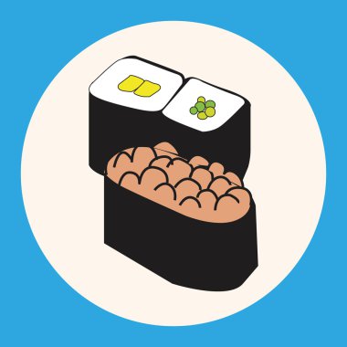 Japon yemekleri Tema suşi öğeleri vektör, eps