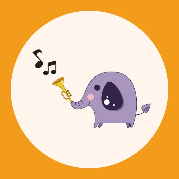 Animal elefante tocando instrumento cartoon tema elementos —  Vetores de Stock