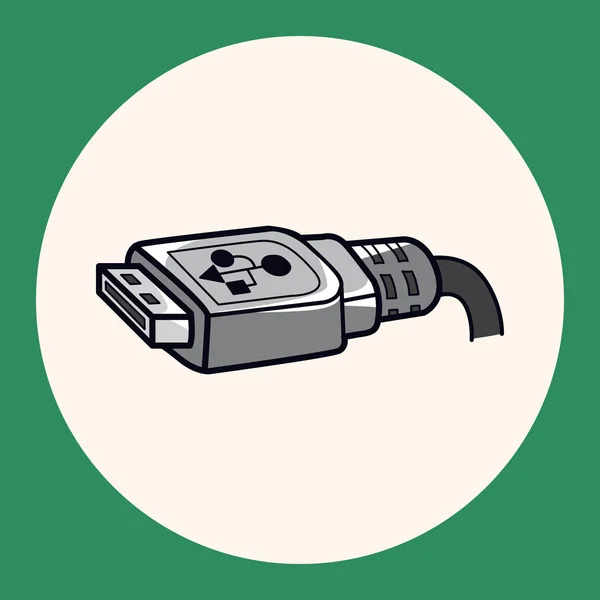 Équipement informatique éléments de thème câble USB — Image vectorielle