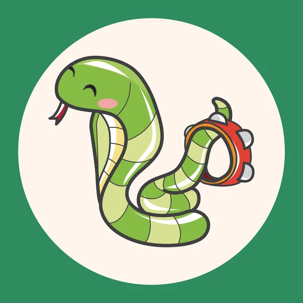 Animal snake playing instrument cartoon theme elements — Stock Vector