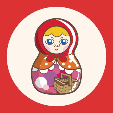 Matryoshka, Rus geleneksel ahşap oyuncak, vektör desen, el simgesi öğesi
