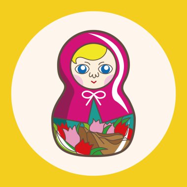 Matryoshka, Rus geleneksel ahşap oyuncak, vektör desen, el simgesi öğesi