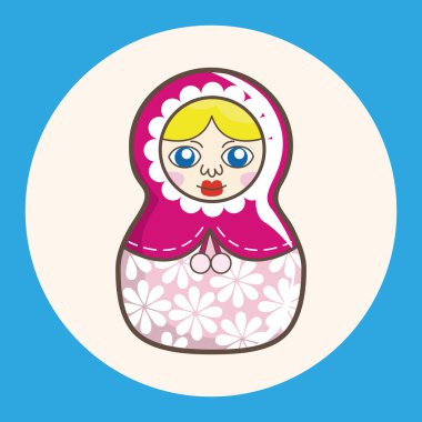 Matryoshka, Rus geleneksel ahşap oyuncak, vektör desen, el simgesi öğesi