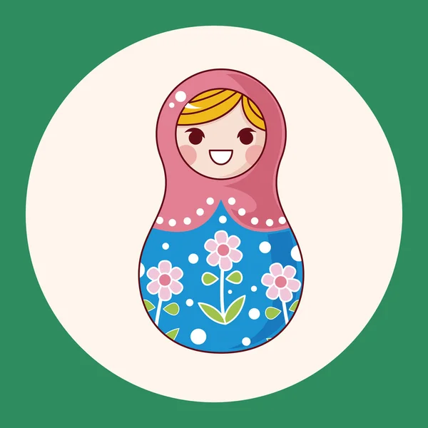 Matryoshka , Russian traditional wooden doll, vector pattern, el icon element — Stock Vector