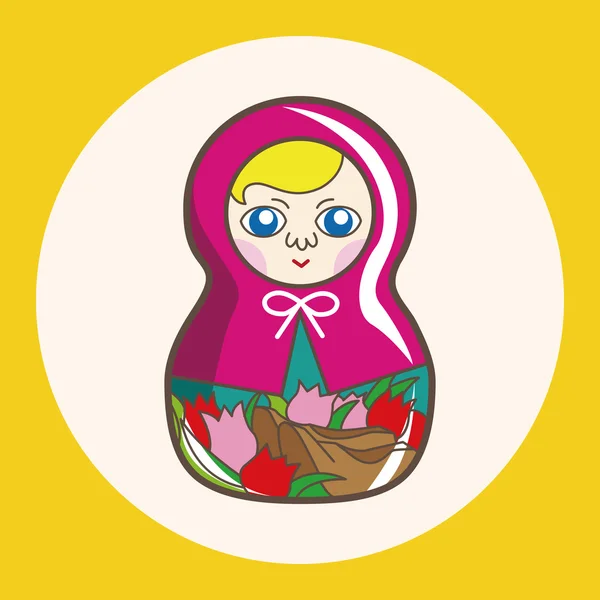 Matryoshka , Russian traditional wooden doll, vector pattern, el icon element — Stock Vector