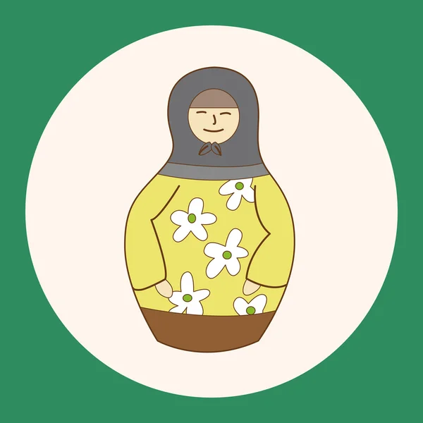 Matryoshka, Russian traditional wooden doll, vector pattern, el icon element — стоковый вектор