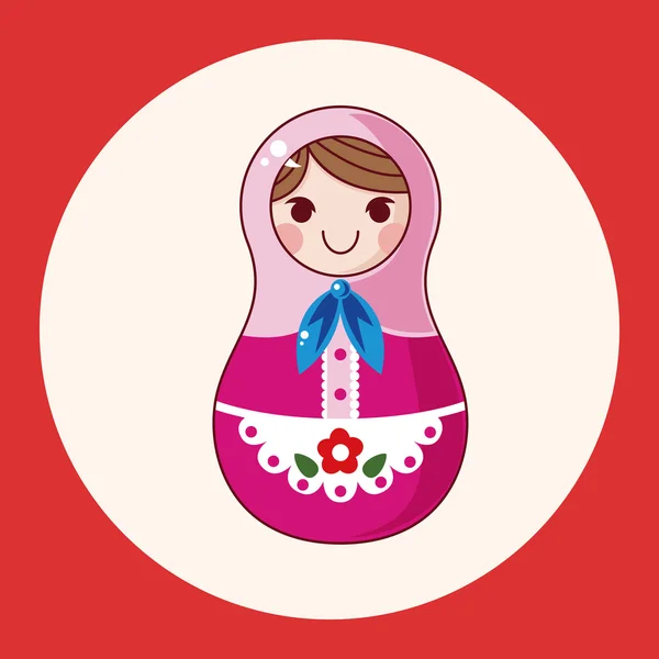 Matryoshka, Russian traditional wooden doll, vector pattern, el icon element — стоковый вектор