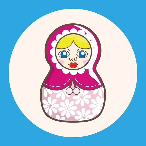 Matryoshka, Orosz, hagyományos, fából készült baba, vektor mintázat, el ikon elem — Stock Vector