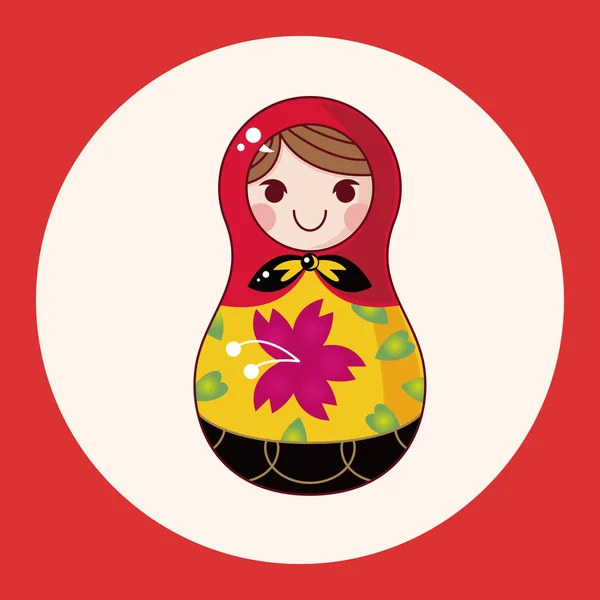 娃，俄罗斯传统的木制娃娃，矢量花纹，el 图标元素 — 图库矢量图片