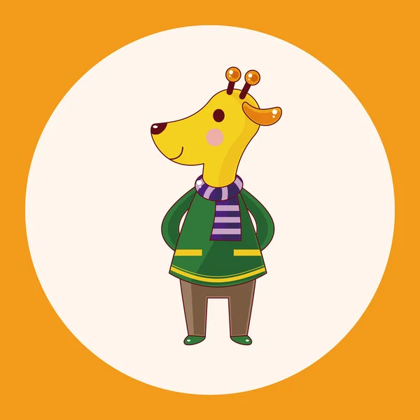 Zvířecí žirafa zimní karikatura téma prvky ikonu prvek — Stockový vektor
