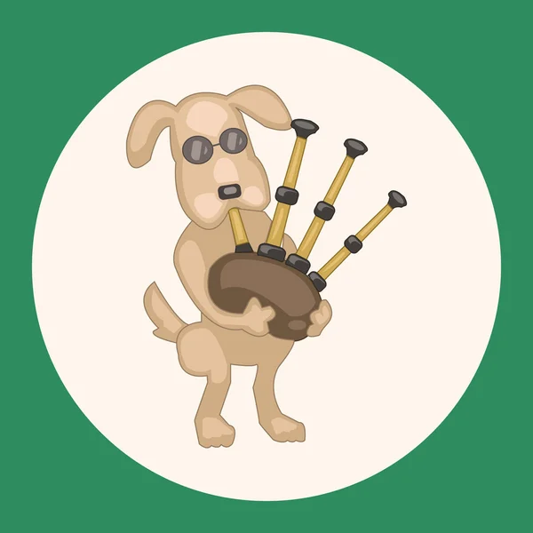 Tier Hund spielt Instrument Cartoon Thema Elemente Symbol-Element — Stockvektor