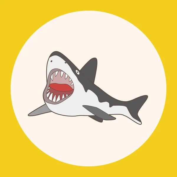 Animali marini squalo cartone animato elementi a tema — Vettoriale Stock