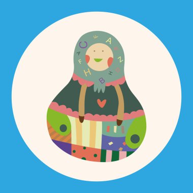 Matryoshka, Rus geleneksel ahşap oyuncak, vektör desen, el simgesi öğesi