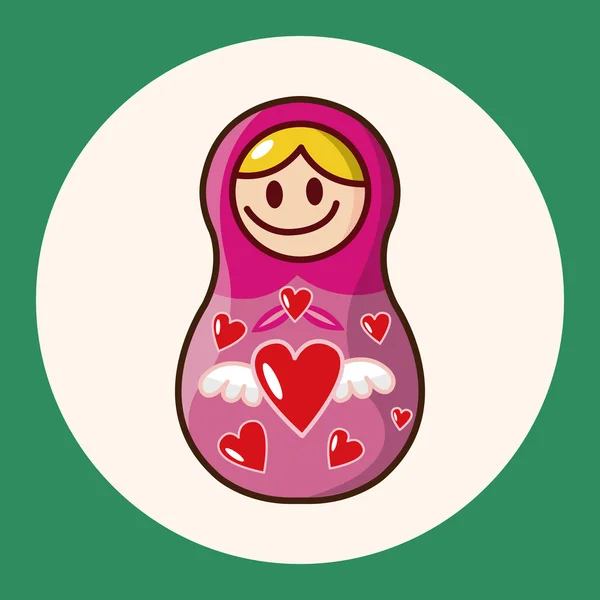 Matryoshka, poupée en bois traditionnelle russe, motif vectoriel, élément el icon — Image vectorielle