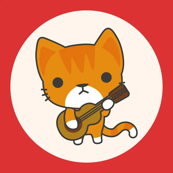 Animal cat playing instrument cartoon theme elements icon element — Stock Vector