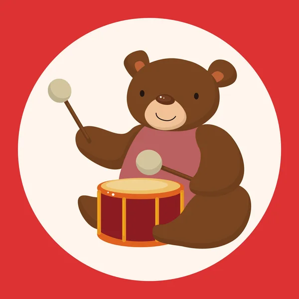Animale orso giocare strumento cartone animato tema elementi icona elemento — Vettoriale Stock