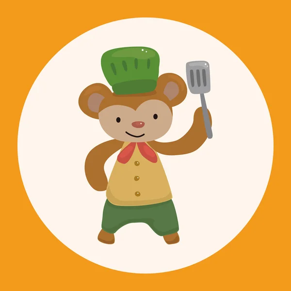Animal macaco chef cartoon tema elementos ícone elemento — Vetor de Stock