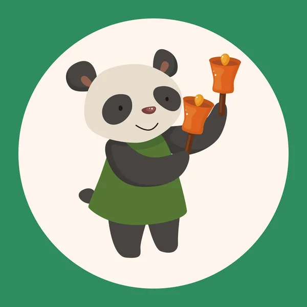 Tier Panda spielt Instrument Cartoon Thema Elemente Symbol-Element — Stockvektor