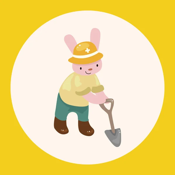 Element tematu ikona elementy kreskówka królik zwierząt pracownika — Wektor stockowy