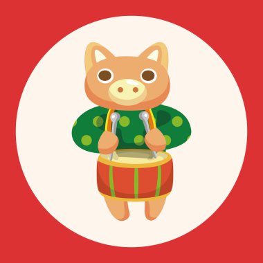 hayvan domuz enstrüman çizgi film Tema öğeleri simge öğesi oynarken