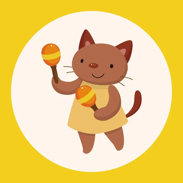 Animale gatto giocare strumento cartone animato tema elementi icona elemento — Vettoriale Stock